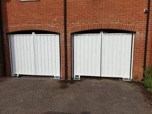 white metal security doors